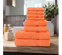 Diamond Tex Luxury 8 Pcs Towels Bale Set 100% Egyptian Cotton Face Cloth, Hand Towel, Jumbo Bath Towel 600-GSM Soft and Absorbent Gym, Golf, Spa, Beach Towels (Orange)