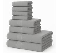 Diamond Tex Luxury 8 Pcs Towels Bale Set 100% Egyptian Cotton Face Cloth, Hand Towel, Jumbo Bath Towel 600-GSM Soft and Absorbent Gym, Golf, Spa, Beach Towels (Silver)