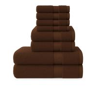 Diamond Tex Luxury 8 Pcs Towels Bale Set 100% Egyptian Cotton Face Cloth, Hand Towel, Jumbo Bath Towel 600-GSM Soft and Absorbent Gym, Golf, Spa, Beach Towels (Chocolate)