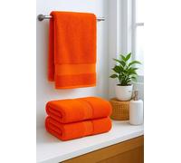Diamond Tex Luxury Hand Towels with Hanging Loop - 100% Ring Spun Cotton, Soft, Highly Absorbent, Multipurpose Hand Towels (2-Pcs) 50 x 80 cm, Orange
