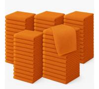 Diamond Tex Pack of 6, 12, 24, 36, 48, 96 Face Cloth 100% Egyptian Cotton Soft Flannels Set Quick Absorbent Washcloth 500-GSM Gym, Golf Hand Wash Towels 30x30cm (Orange, 48)