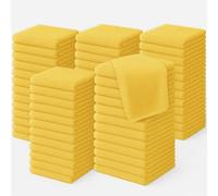 Diamond Tex Pack of 6, 12, 24, 36, 48, 96 Face Cloth 100% Egyptian Cotton Soft Flannels Set Quick Absorbent Washcloth 500-GSM Gym, Golf Hand Wash Towels 30x30cm (Yellow, 24)