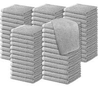 Diamond Tex Pack of 6, 12, 24, 36, 48, 96 Face Cloth 100% Egyptian Cotton Soft Flannels Set Quick Absorbent Washcloth 500-GSM Gym, Golf Hand Wash Towels 30x30cm (Silver, 96)