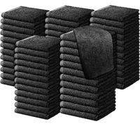 Diamond Tex Pack of 6, 12, 24, 36, 48, 96 Face Cloth 100% Egyptian Cotton Soft Flannels Set Quick Absorbent Washcloth 500-GSM Gym, Golf Hand Wash Towels 30x30cm (Black, 36)