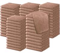 Diamond Tex Pack of 6, 12, 24, 36, 48, 96 Face Cloth 100% Egyptian Cotton Soft Flannels Set Quick Absorbent Washcloth 500-GSM Gym, Golf Hand Wash Towels 30x30cm (Latte, 48)