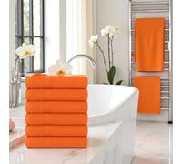 Diamond Tex Pack of 6 Face Cloths Flannels Set 100% Egyptian Cotton Luxury Towels 30 x 30 cm Super Soft High Absorbent Quick Dry Hand Washcloths Gym Spa Sports 500-GSM (Orange)
