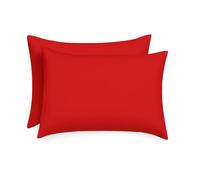 Diamond Tex Pillow Case 2Pcs - Plain Dyed Poly Cotton Non Iron Easy Care 200 Thread Count Hypoallergenic & Fade Resistant Pillow Shams (Red, 2Pillow Cover)