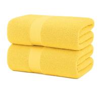 Diamond Tex Super Jumbo Bath Sheet, Luxury Extra Large Bath Sheet, Size 90x180 cm, 600GSM,100% Egyptian Cotton, Big Wrap Towel Sheet (2, Yellow)