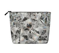 Diamond Texture Style Crystal, Cosmetic Bag Imitation Linen Makeup Bag Portable Travel Toiletry Bag