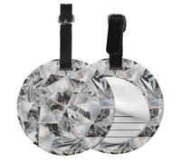 Diamond Texture Style Crystal,Luggage Tags Pu Leather Name Tag Travel Suitcase Identifier ID Tags Durable Baggage Label 2 pcs