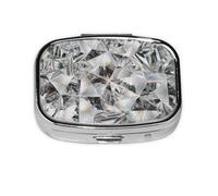 Diamond Texture Style Crystal,Meta Pill Box 2 Compartment Medicine Case,Portable Organizer