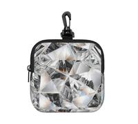 Diamond Texture Style Crystal, Square Zipper Storage Bag, Neoprene Coin Purse, Small Wallets, Change Pouch, Change Purse