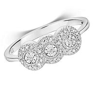 Diamond Three Cluster Ring White Gold Engagement Trilogy Certificate Size J - Q / Size: N