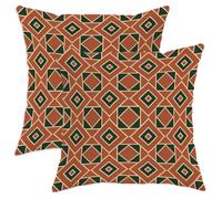 Diamond Throw Pillow Covers Set of 2, Modern Geometric Square Line Fall Terracotta Soft Velvet Washable Cover Decorative Pillows for Living Room Apartment Bed Sofa Decor 18x18 Inch