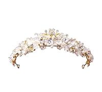 Diamond Tiara Baroque Bronze Black Purple Crystal Pearls Round Bridal Tiaras Crown Rhinestone Diadem Bride Headbands Wedding Hair Accessories