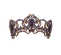 Diamond Tiara Baroque Purple Flower Crystal Bridal Tiaras Crown For Bride Gold Color Rhinestone Diadem Crown Headband Wedding Hair Accessories