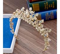 Diamond Tiara Brides Hair Jewelry Handmade Beaded Luxury Pink Gold Crowns Crystal Tiara Sweet Princess Tiaras Wedding Hair Accessories
