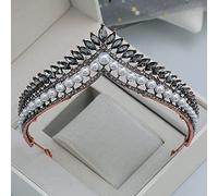 Diamond Tiara Bronze Black Crystal Pearls Heart Bridal Tiaras Crowns Rhinestone Diadem Veil Tiara Headbands Wedding Hair Accessories