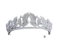 Diamond Tiara Luxury Crystal Leaf Rhinestone Crown Pearl Tiaras Gold Headband Bride Headdress Wedding Hair Jewelry Headpeice for Women