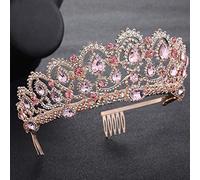 Diamond Tiara Rose Gold Pink Vintage King Hair Accessories Pearl Crystal Tiara and Crown with Comb Headband Bridal Rhinestone Crown