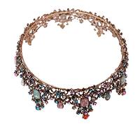 Diamond Tiara Vintage Color Jelly Crystal Round Bridal Tiara Crown Black Rhinestone Pageant Crown Veil Tiara Wedding Hair Accessories