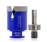 Diamond Tile Drill Bit Diamond Hole Saw Drill Bit - M14 for Tile Porcelain Ceramic Marble Granite Drill Holes, for Angle Grinders, 40mm and a Hex Shank Adapter