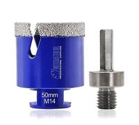 Diamond Tile Drill Bit Diamond Hole Saw Drill Bit - M14 for Tile Porcelain Ceramic Marble Granite Drill Holes, for Angle Grinders, 50mm and a Hex Shank Adapter