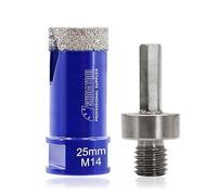 Diamond Tile Drill Bit Diamond Hole Saw Drill Bit - M14 for Tile Porcelain Ceramic Marble Granite Drill Holes, for Angle Grinders, 25mm and a Hexagonal Shank Adapter