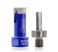 Diamond Tile Drill Bit Diamond Hole Saw Drill Bit - M14 for Tile Porcelain Ceramic Marble Granite Drill Holes, for Angle Grinders, 20mm and a Hex Shank Adapter