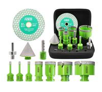 Diamond Tile Drill Bit Set - FACHLICH 11 pcs Ceramic Hole Saw Kit 6-68mm+10mm Finger Cutter+50mm Chamfer Drilling+Adapter+125mm Cutting Disc M14 Thread for Porcelain Marble Granite etc