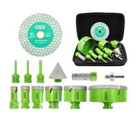 Diamond Tile Drill Bit Set - FACHLICH 13 pcs Ceramic Hole Saw Kit 6-110mm+20mm Finger Cutter+50mm Chamfer Drilling+Adapter+125mm Cutting Disc M14 Thread for Porcelain Marble Granite etc