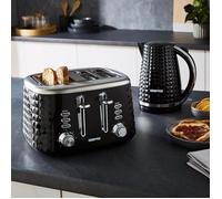 (Black) Geepas 4 Slice Bread Toaster & Electric Kettle Set