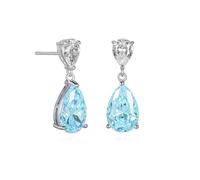 Diamond Treats 925 Sterling Silver Dangle Earrings With Sky Blue Cubic Zirconia Stones for Women - Light Blue Teardrop Design