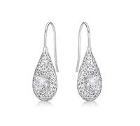Diamond Treats 925 STERLING SILVER Earrings with Sparkling White Cubic Zirconia Stone & Fishhook backs. The Dangling Silver Drop Earrings are a Gift for Women