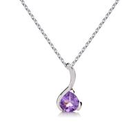 Diamond Treats 925 Sterling Silver Necklace with a Natural Pear Shaped Amethyst Pendant, Purple Amethyst Stone in Sterling Silver, 18 Inch Chain