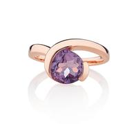 Diamond Treats Amethyst Ring For Women and Teen Girls in Rose Gold Vermeil, Rose Gold Ring with a Natural Pear Shaped Amethyst Gemstone, Rose Gold Rings For Women with a Amethyst Crystal, Size L