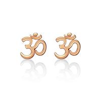 Diamond Treats Cute Rose Gold Plated Om Earrings in 925 Sterling Silver, Cute Om Stud Earrings for Women and Teen Girls, Spiritual Rose Gold Earrings for Women, Dainty Rose Gold Jewellery for Women