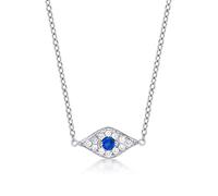 Diamond Treats Dainty Evil Eye Necklace in 925 Sterling Silver, Cute Sterling Silver Evil Eye Pendant Necklace for Women and Teenage Girls with Cubic Zirconia Stones, Silver Jewellery for Women
