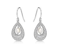 Diamond Treats Freshwater Pearl Drop Earrings in 925 Sterling Silver. These Vintage Design Hanging White Pearl Sterling Silver Earrings with Fishhook backs are the Perfect Jewellery Gift for Women