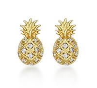 Diamond Treats Gold Pineapple Earrings in 18K Yellow Gold Plated 925 Sterling Silver with FLAWLESS White Cubic Zirconia Stones. These Yellow Gold Earrings are a Lovely Gift for Women.