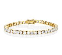 Diamond Treats Gold Tennis Bracelet for Women, Yellow Gold Plated 925 STERLING SILVER with 4mm White Cubic Zirconia. This 7.5 inch Ladies Eternity Bracelet is the Perfect Jewellery Gift for Women.