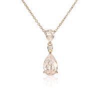 Diamond Treats Pear Shaped Gold Pendant Necklace, Elegant Bridal Style in 925 Silver, Teardrop Cubic Zirconia Pendant for Women