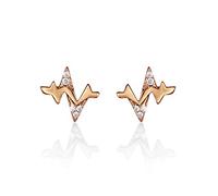 Diamond Treats Rose Gold Heart Beat Earrings in Sterling Silver plated with 18K Rose Gold with FLAWLESS White Cubic Zirconia Stones. These Gold Studs are a Gift for Women.