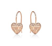 Diamond Treats Rose Gold Plated 925 Sterling Silver Drop Earrings with Intricate Heart Drop & Fishhook backs. The Sterling Silver Hanging Heart Earrings are the Perfect Jewellery Gift for Women