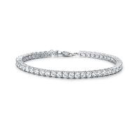 Diamond Treats Silver Tennis Bracelet for Women and Girls, solid 925 Sterling Silver with 3mm Sparkling Cubic Zirconia Stones, 7.5-8.5 inch Ladies Eternity Bracelet, Silver Jewellery Gifts for Women