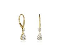 Diamond Treats Small Gold Plated 925 Sterling Silver Drop Earrings with Pear Shaped Cubic Zirconia Stones, Dainty Gold Dangle Earrings for Women with Leverback