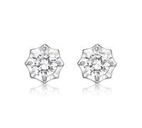 Diamond Treats Sparkling Star 925 Sterling Silver Stud Earrings with 8mm Round Cubic Zirconia. These Round Brilliant Zirconia Stud Earrings in Silver are the Perfect Jewellery Gift for Women