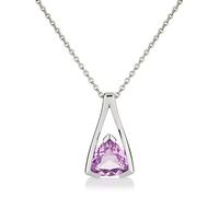 Diamond Treats Sterling Silver Amethyst Pendant Necklace for Women with a Natural Trillion Cut Amethyst in Sterling Silver
