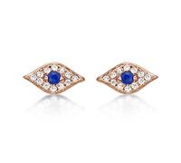 Diamond Treats Sterling Silver Evil Eye Earrings with 18K Rose Gold Plating, Simple Rose Gold Stud Earrings for Women and Teen Girls