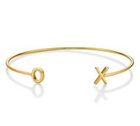 Diamond Treats XO (Hugs & Kisses) Yellow Gold Bangle, 18K Yellow Gold Plated 925 STERLING SILVER. 55mm Diameter Round Stackable Silver Bangle. Jewellery Gift for Her.